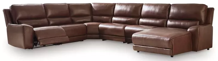 Silverbrooke Canyon Leather 6 Piece Modular Reclining Sectional with Chaise and USB Charging