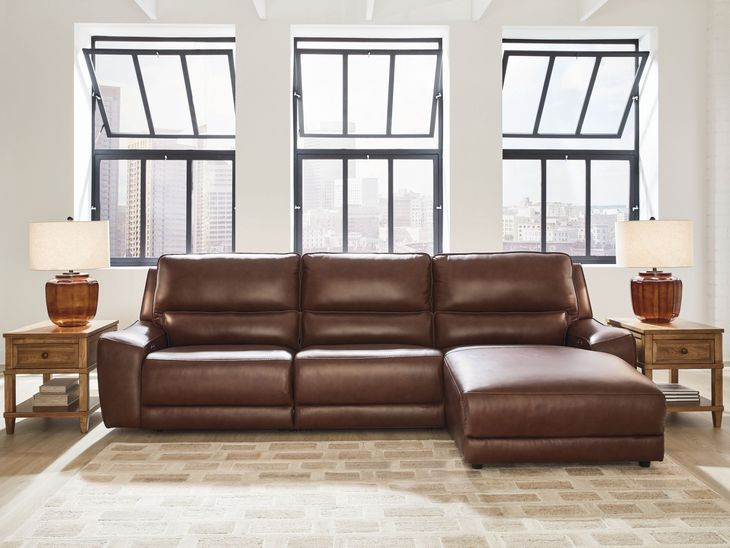 Spear Hill Canyon Leather 3 Piece Modular Reclining Sectional with RAF Chaise and USB Charging