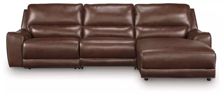 Silverbrooke Canyon Leather 3 Piece Modular Reclining Sectional with RAF Chaise and USB Charging