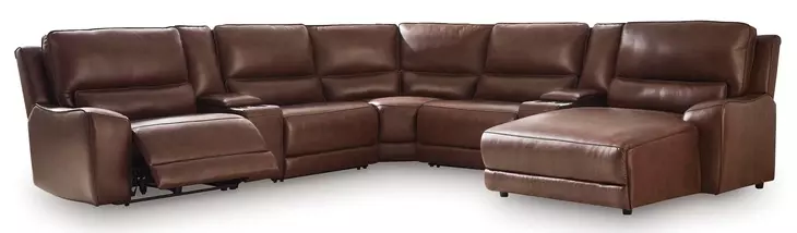 Silverbrooke Canyon Leather 7 Piece Modular Reclining Sectional with USB Charging and Storage Consoles
