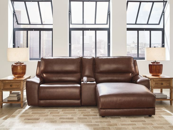 Spear Hill Canyon Leather 3 Piece Modular Power Reclining Sectional with RAF Chaise and USB Charging