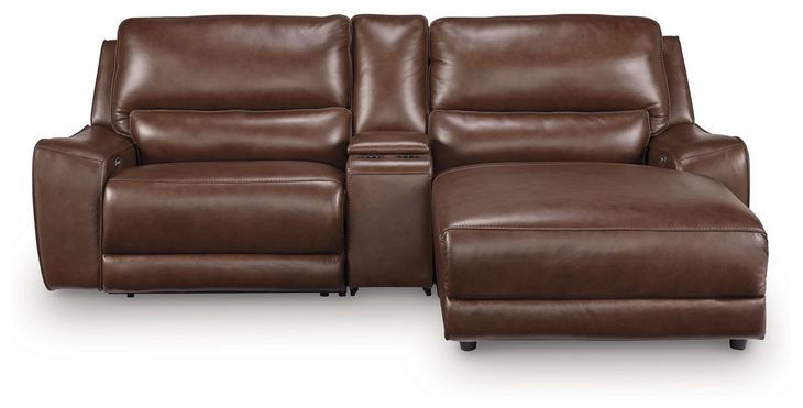 Spear Hill Canyon Leather 3 Piece Modular Power Reclining Sectional with RAF Chaise and USB Charging