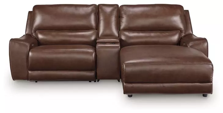 Silverbrooke Canyon Leather 3 Piece Modular Power Reclining Sectional with RAF Chaise and USB Charging
