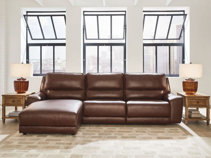 Spear Hill Canyon Leather 3 Piece Modular Reclining Sectional with LAF Chaise and USB Charging