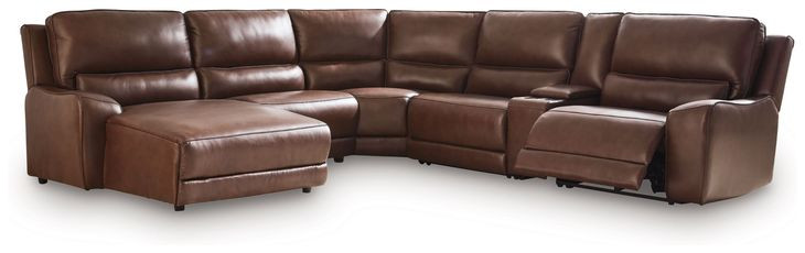 Spear Hill Canyon Leather 6 Piece Modular Power Reclining Sectional with USB Charging and Storage Console