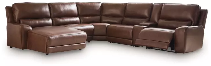 Silverbrooke Canyon Leather 6 Piece Modular Power Reclining Sectional with USB Charging and Storage Console