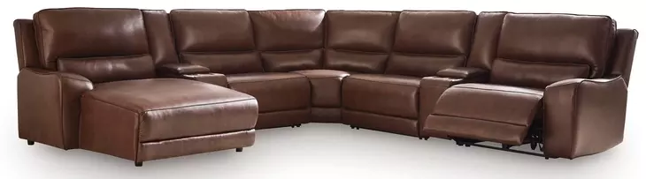 Silverbrooke Canyon Leather 7 Piece Modular Reclining Sectional with Chaise and USB Charging