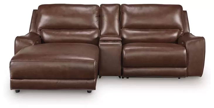 Silverbrooke Canyon Leather 3 Piece Modular Power Reclining Sectional with LAF Chaise and USB Charging