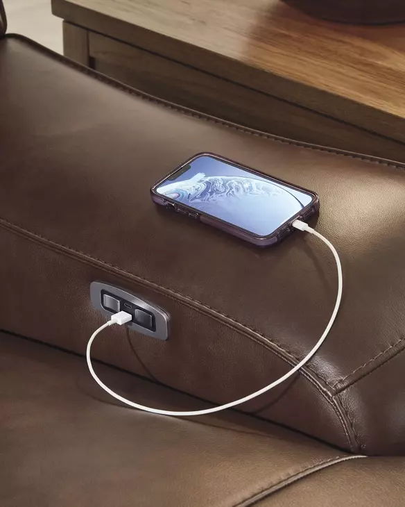 Silverbrooke Canyon Leather Zero Gravity Power Reclining Living Room Set with USB Charging