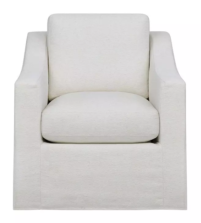 Augustine Cream Upholstered Slipcover Swivel Glider Accent Chair