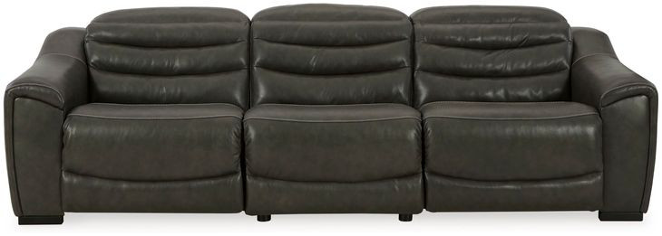 Center Line Dark Gray Leather 3 Piece Modular Power Reclining Sectional with USB Charging