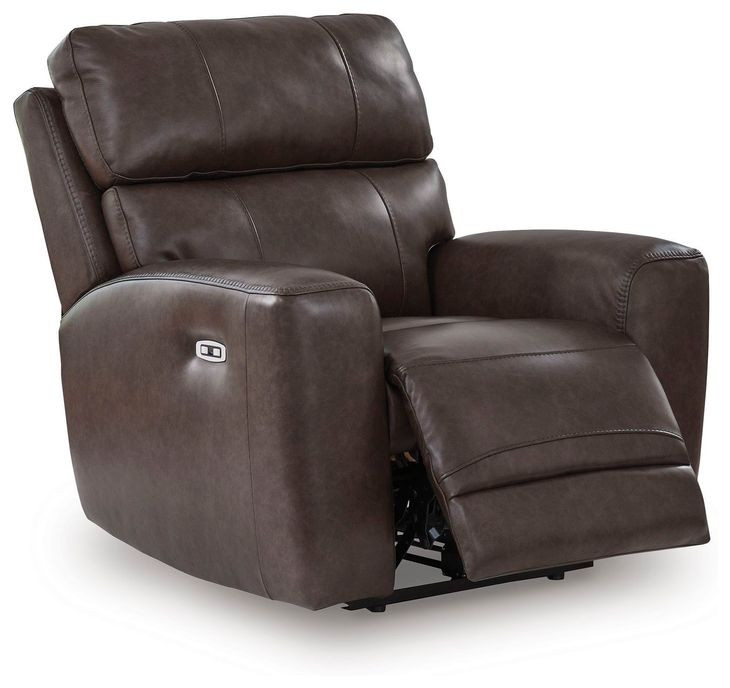 Side Step Smoke Leather Power Reclining Living Room Set