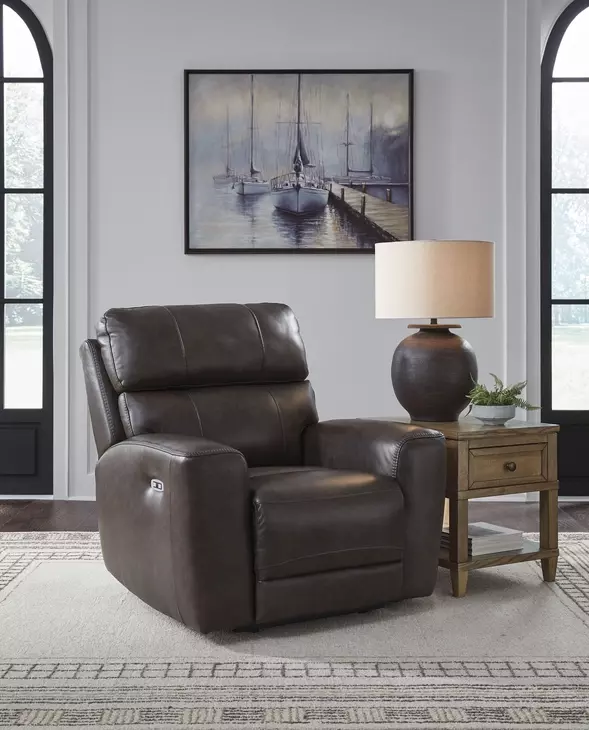 Beadel Smoke Leather Zero Gravity Power Recliner with USB Charging