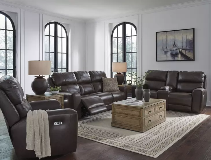 Beadel Smoke Leather Power Reclining Living Room Set