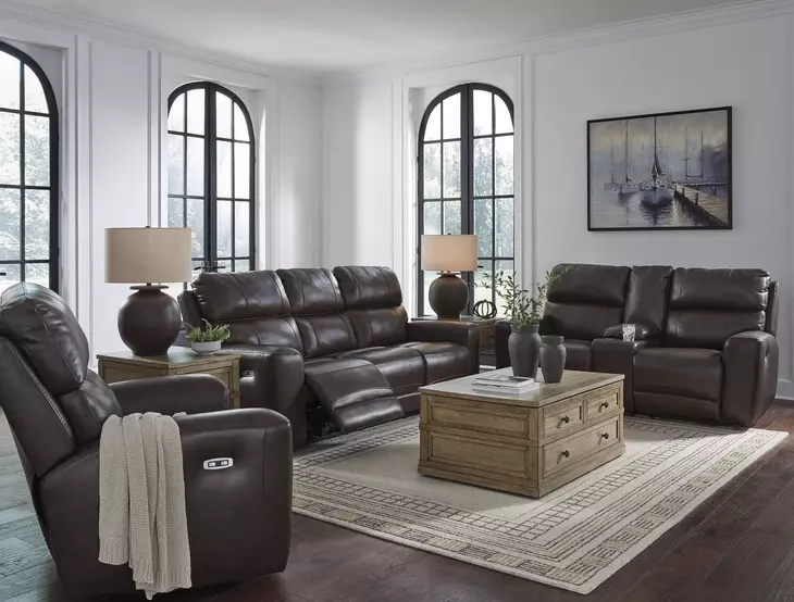 Beadel Smoke Leather Power Reclining Living Room Set