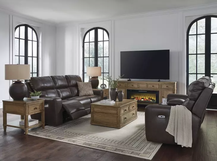 Beadel Smoke Leather 90" Zero Gravity Power Reclining Sofa with USB Charging and LED