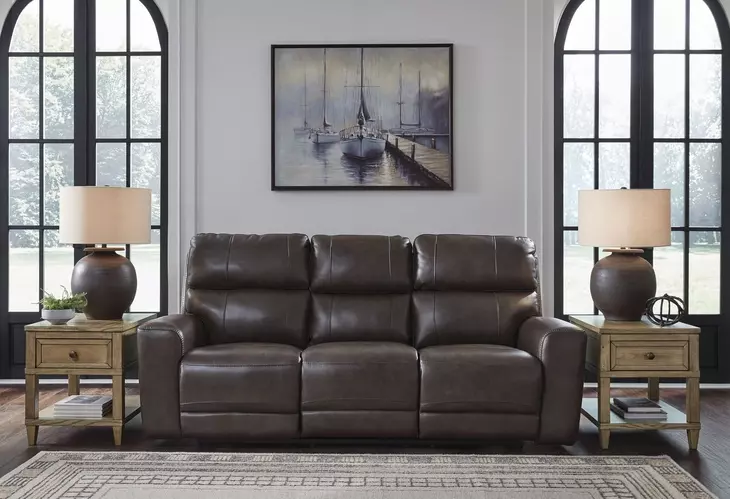 Beadel Smoke Leather 90" Zero Gravity Power Reclining Sofa with USB Charging and LED