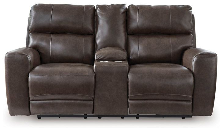 Side Step Smoke Leather 79" Zero Gravity Power Reclining Loveseat with USB Charging