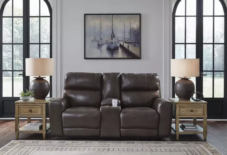 Beadel Smoke Leather 79" Zero Gravity Power Reclining Loveseat with USB Charging