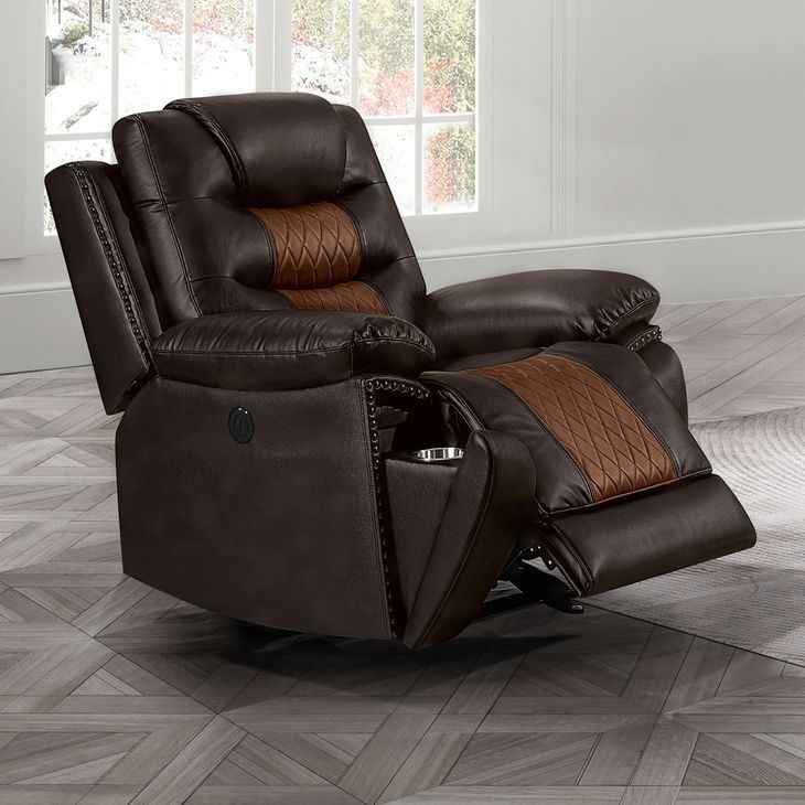 Nikko Brown Glider Power Recliner Power Footrest