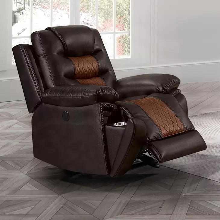 Nikko Brown Glider Power Recliner Power Footrest