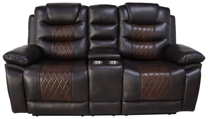 Nikko Brown Power Reclining 74" Console Loveseat Power Footrest