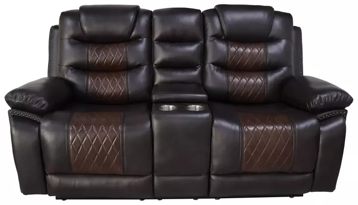 Nikko Brown Power Reclining 74" Console Loveseat Power Footrest