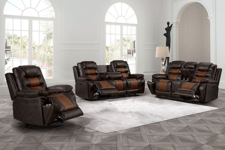 Nikko Brown Power Reclining Living Room Set Power Footrest