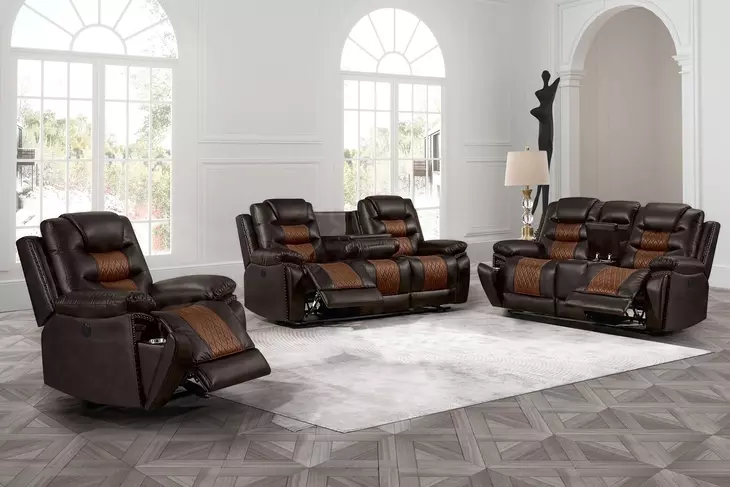Nikko Brown Power Reclining Living Room Set Power Footrest