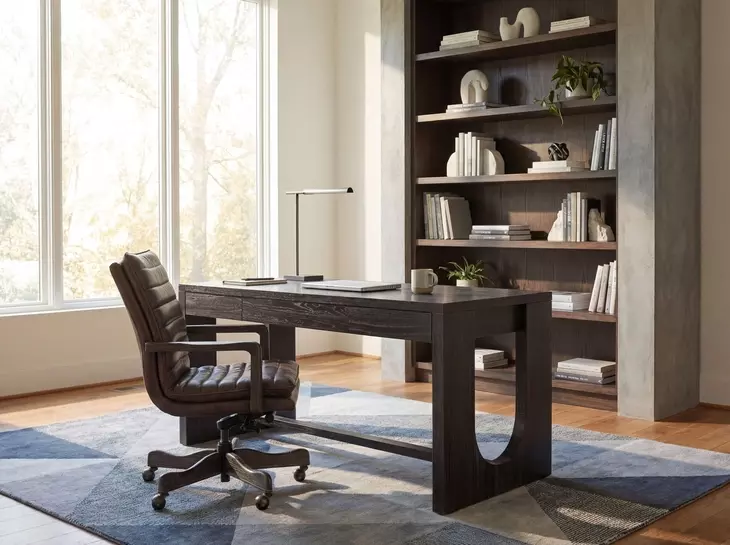 Commerce And Market Black Wood 3 Drawer Writing Desk