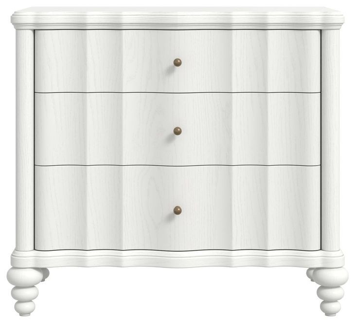 Haven Warm White 3 Drawer Nightstand with USB Charging