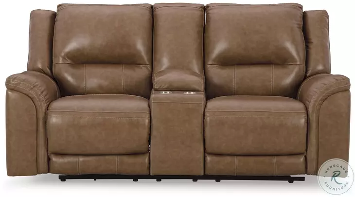 Trasimeno Caramel Power Reclining Console Loveseat