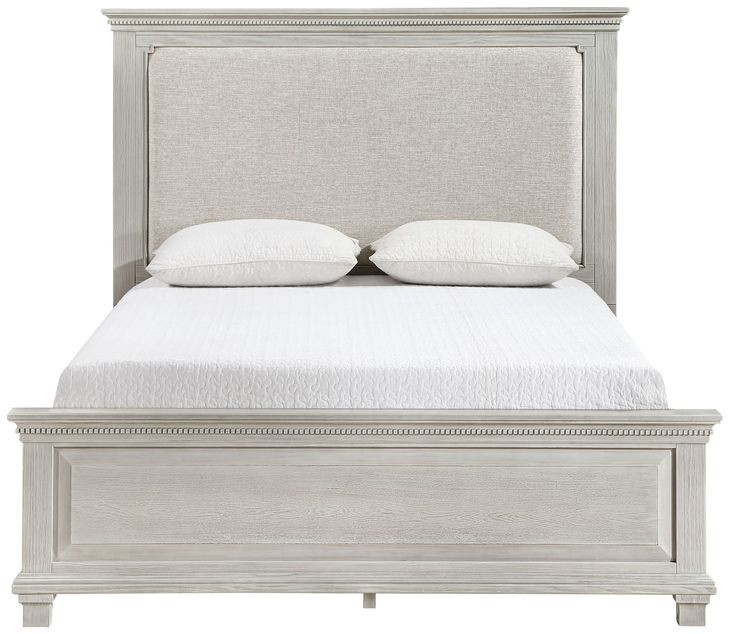 Silver Sands Gray Queen Upholstered Panel Bed