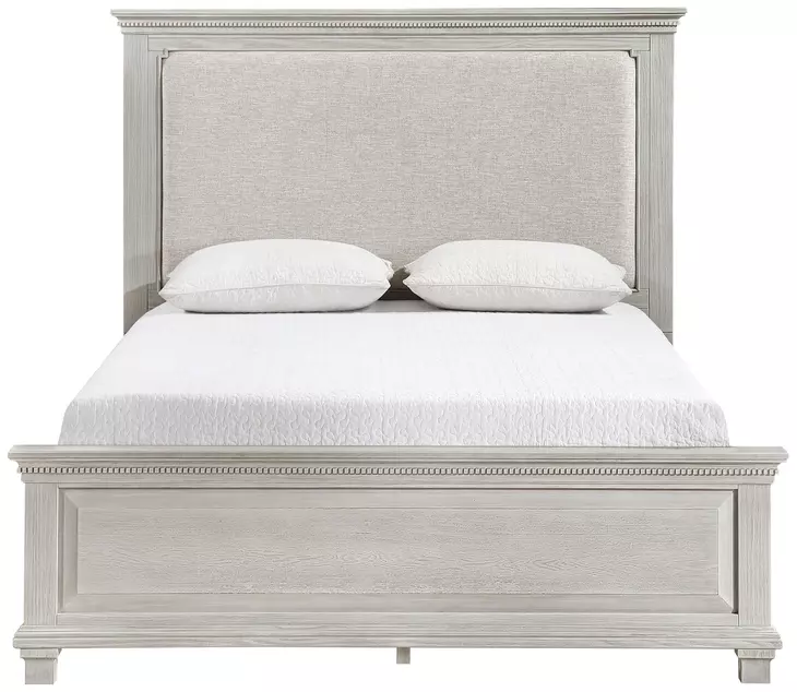Silver Sands Gray Queen Upholstered Panel Bed