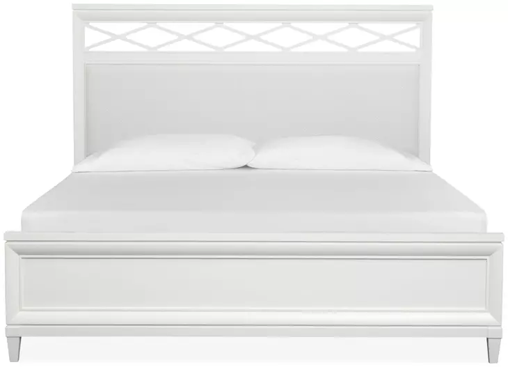 Springhouse Whisper White and Gray Queen Upholstered Panel Bed