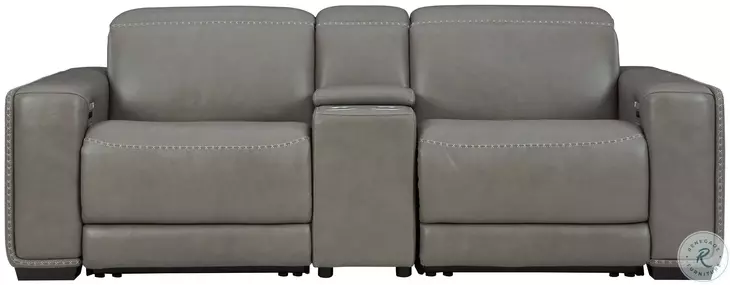 Correze Gray 89" Power Reclining Console Loveseat