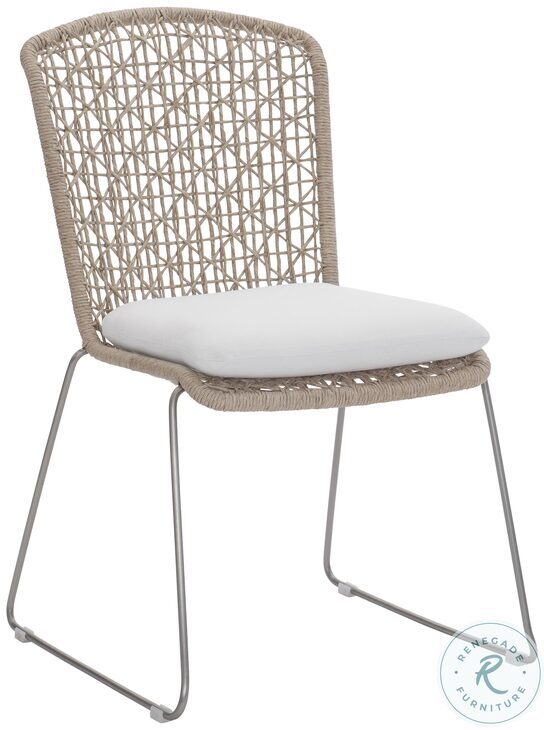 Carmel Hazelnut Outdoor Side Chair with Seat Pad Set of 2