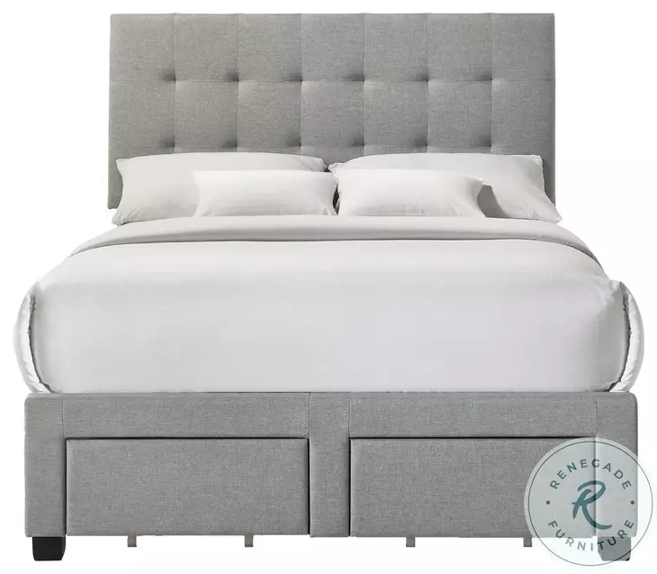Kaycee Rhyan Smoke Fabric Full Upholstered Storage Bed
