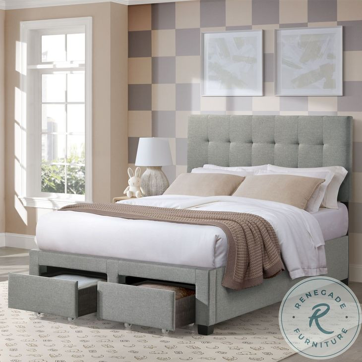 Kaycee Rhyan Smoke Fabric Full Upholstered Bed