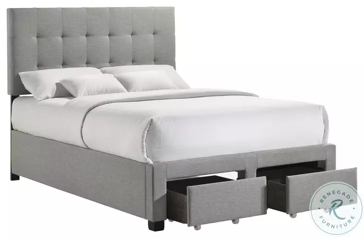 Kaycee Rhyan Smoke Fabric Full Upholstered Storage Bed