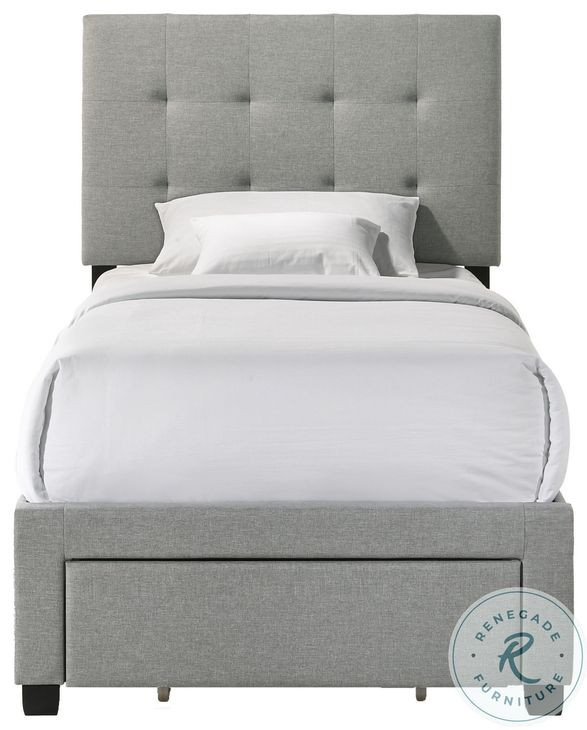 Kaycee Rhyan Smoke Fabric Twin Upholstered Bed