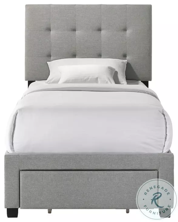 Kaycee Rhyan Smoke Fabric Twin Upholstered Storage Bed