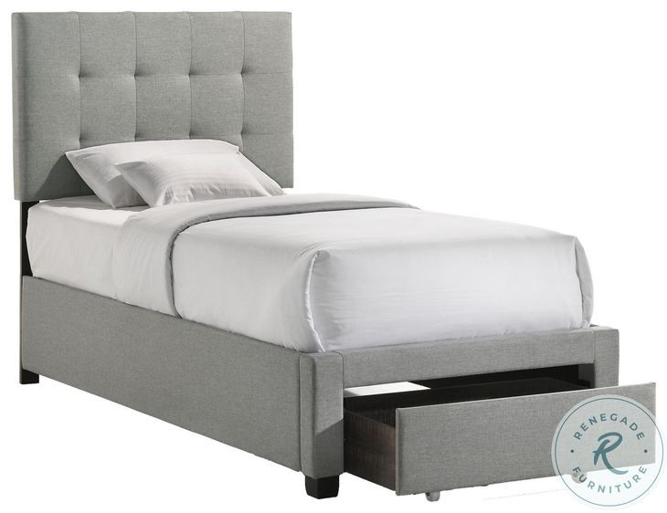 Kaycee Rhyan Smoke Fabric Twin Upholstered Bed