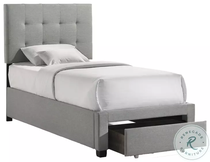 Kaycee Rhyan Smoke Fabric Twin Upholstered Storage Bed