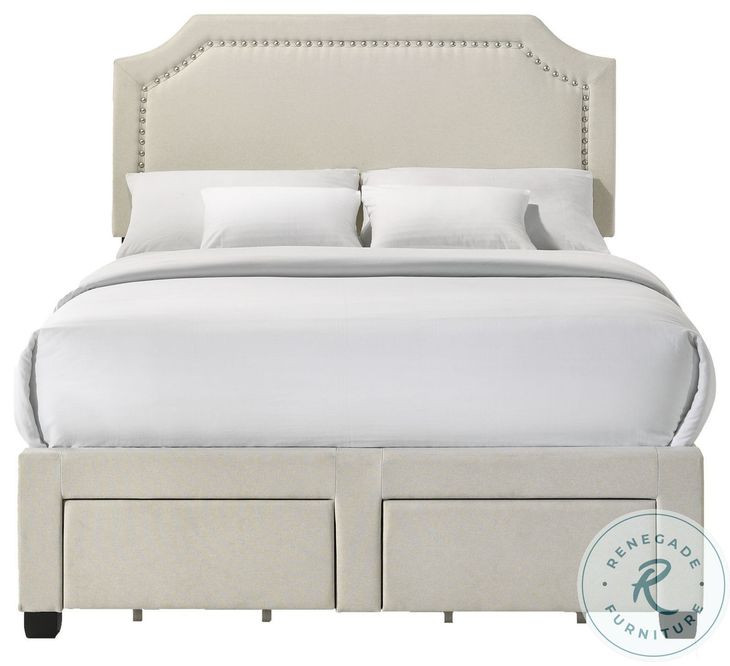 Tropic Beige Full Upholstered Storage Bed