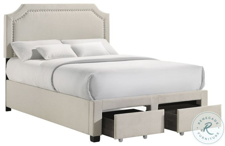 Tropic Beige Full Upholstered Storage Bed