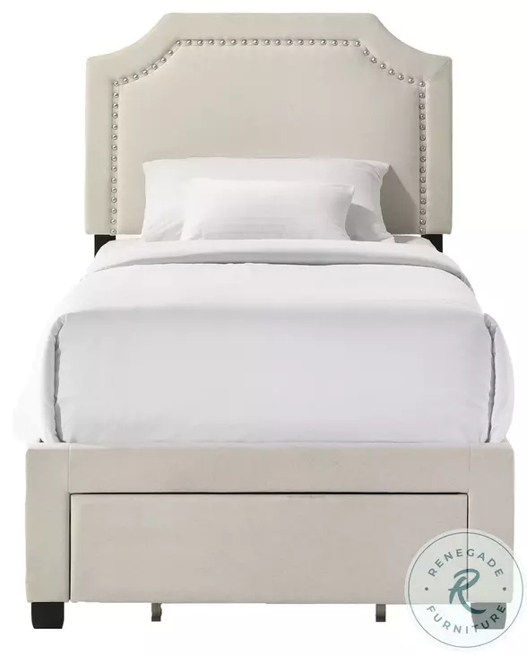 Tropic Beige Twin Upholstered Storage Bed