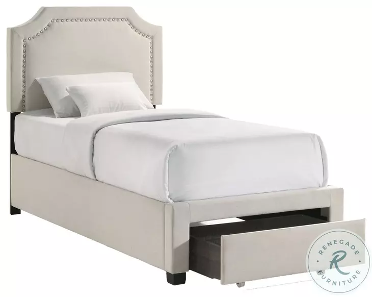Tropic Beige Twin Upholstered Storage Bed