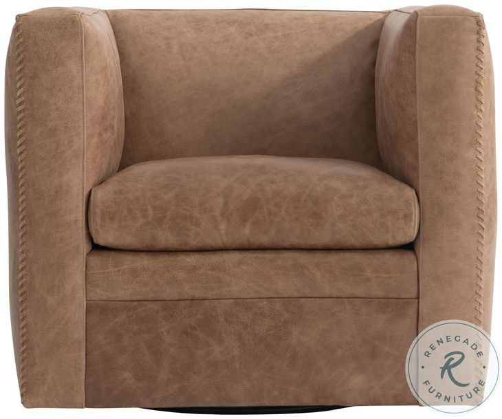 Hudson Tan Leather Swivel Chair
