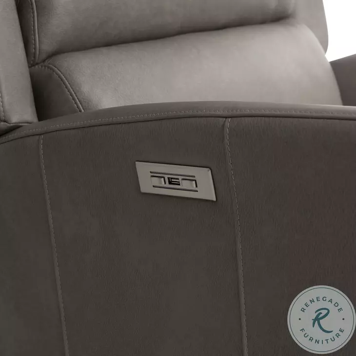 Weller Dark Gray Leather Power Recliner